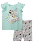 Disney Minnie Mouse Toddler Girls T-Shirt and Bike Shorts Outfit Set Rainbow Unicorn 4T