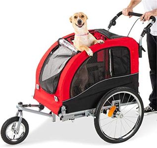 Best Choice Products 2-in-1 Dog Bike Trailer, Pet Stroller Bicycle Carrier w/Hitch, Suspension, Visibility Flag and Reflectors, 66lb Weight Capacity