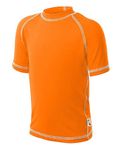 UZZI Kids UPF 50+ Loose Cut Short Sleeve Rashguard Swim T-Shirt (X-Large, Neon Orange)