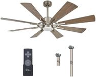 Parrot Uncle Ceiling Fans with Lights and Remote 60 Inch Ceiling Fan with Light Large Outdoor Ceiling Fans for Patios with Light, Satin Nickel