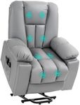 HOMCOM Riser and Recliner Chair for the Elderly, Quick Assembly, Lift Chair with Vibration Massage, Remote Control, Side Pockets, Pocket Spring, Charcoal Grey
