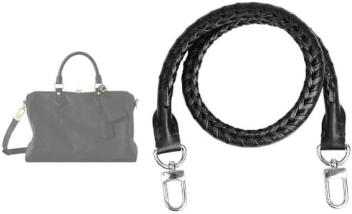 jiesinlov 27.5inches Vachetta Leather Shoulder Strap Replacement,Hand-Woven Bags Strap for Speedy 25 30 Handbags (Black-Silver)