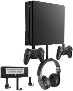 Nymus Wall Mount for PS4 Slim, PS4 Slim Wall Mount with Detachable 2 Controller Holder & Headphone Hanger, Metal Stealth Stand for Playstation 4 Slim