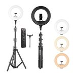 DIGITEK (DRL 18RT C9) LED Ring Light with Remote Control & 250cm Stand - Smartphone Grip - AC Powered, USB Support - Adjustable Lighting Intensity - Photo, Video Shoots, Makeup, & Vlogging