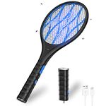 CONOPU Fly Zapper, 4000V Fly Killer, USB Electric Fly Swatter with 1200mAh Rechargeable Battery, LED light, Removable Flashlight, 3-Layer Protective Net, Mosquito Killer, for Indoor and Outdoor Black