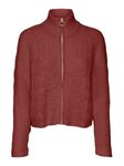 VERO MODA ' Women's' Polyester Blend High Neck Cardigan Sweater (10290808-Red Ochre_Red