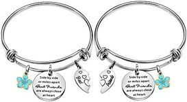 Maxforever 2Pcs Friendship Gifts Best Friends Forever Charm Bangle Bracelet, Birthday Anniversary for Bestie