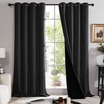 Deconovo 100% Blackout Grommet Black Curtains with Backing, Thermal Insulated, Soundproof Drapes for Living Room/Bedroom/Guest Room/Entryway/Sliding Glass Door (Set of 2, 52W x 84L Inch, Black)