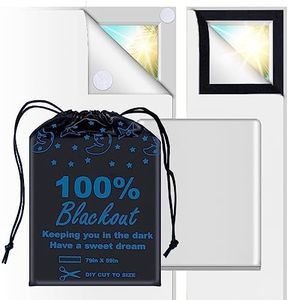 100% Blackout Blind White (79"x 59") Curtains Window Cove [DIY Cut to Any Size or Shape] [Hook & Loop Tabs][ Portable Bags for Travel ] [Light & UV Blocking ] for House,Baby Nursery,Apartment