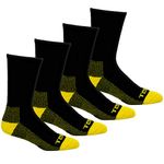 Terra Men's High Vis Multipack Reinforced Steel Toe Moisture Wicking Work Crew Socks Black 4 Pairs