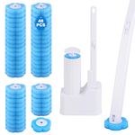 wlich Disposable Toilet Brush with 48 Refills, Bowl Toilet Brush with Wall Mounted Holder, Toilet Bowl Brush Set with Wand and Storage Box for Bathroom Cleaning