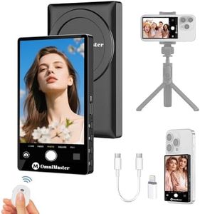 OmniMaster 4K Selfie Monitor for iPhone Android, Magnetic Rear Camera Screen with 33ft Bluetooth Remote, Ideal for Content Creators & Travel Vloggers (OM01 Lite)