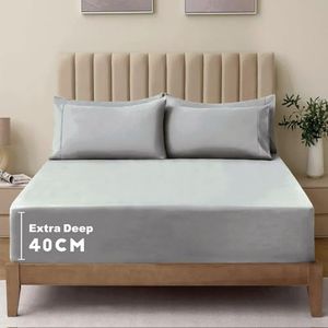 Hotel Comfort Queen Fitted Sheet Set/3 Pieces 2000TC Ultra Soft Durable Brushed Microfiber Bed Set/Extra Deep Pocket Fitted Sheet & 2 x Pillow Cases (Queen/Silver Gray)
