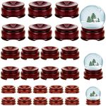 Taiyin 24 Pcs 3 Size Sphere Stands for Display Crystal, Crystal Display Stand Base Crystal Holder Wood Egg Ball Crystal Stand Stone Rock Display for Home Decor Gemstone, Dark Red, 1.2/ 1.4/ 1.6 Inch