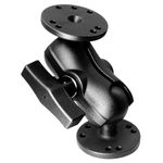 WINDFRD Aluminum 1.5" Double Ball Mount with Two AMPS Round Plates, Fish Finder/Truck/GPS Mount, Short Arm with 1.5 inches/38mm/C Size Ball, Compatible with RAM, Arkon, iBolt and More