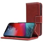 Snugg iPhone XS (2018) / iPhone X (2017) Wallet Case – Leather Card Case Wallet with Handy Stand Feature – Legacy Series Flip Phone Case Cover in Dusty Cedar Red