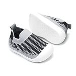 OAISNIT Baby Boy Girl Shoes Breathable Mesh Sneakers Lightweight Non-Slip Toddler Walking Shoes Infant First Walkers 6-24 Months, 1-stripe Grey, 12-18 Months Infant