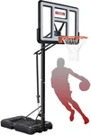 IGL Poartable Basketball Hoop, 4.8-10ft Quick Adjsut with 44 Inch Impact Backboard and Portable Wheels, Adjustbale Outdoor Basketball Goal System for Family