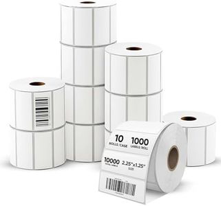 PackGurus 10 Rolls/10000 Labels 2.25" x 1.25" Direct Thermal Labels for Barcodes, Perforated UPC Barcode, Compatible with Rollo, Zebra, Munbyn, Nelko Thermal Label Printers