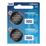 Renata CR2032 Batteries - 3V Lithium Coin Cell 2032 Battery (2 Count)