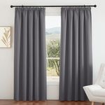 PONY DANCE Door Curtain Thermal Insulated - 2 Panels Pencil Pleat Blackout Curtains for Living Room Bedroom Kitchen Privacy Screen, 66 inch Width x 84 inch Drop, Grey