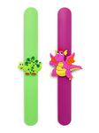 El Regalo 2 PCs Dinosaurs Snap Wrist Slap Bands | Silicone Dinosaurs Wristband Kids Party Favors Slap Bands for Kids (Option -2)