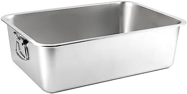 SECRET DESIRE Cat Litter Box Stainless Steel Large Open Top Pet Litter Tray Cat Sand Basin 60X40X10Cm W Handle