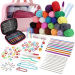 Allnice 127Pcs Crochet Kits with Yarn Set for Beginners Adults Kids, Crochet Hook Sets 0.6-6.5mm Crochet Needles Yarn Knitting Tool Accessories with Carry Bag, Beginner Crochet Starter Kit Knitt Gifts