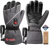 SAVIOR HEAT Heated Gloves for Men Women, Rechargeable Electric Heated Leather Skiing and Snowboarding Gloves(M)