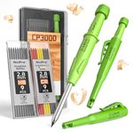 Nicpro CP3000 Carpenter Pencil with Sharpener, Mechanical Pencils Set with 19 Refills, Deep Hole Marker for Construction, Heavy Duty Woodworking Pencils, Carpenter Tools for Architect Marking (Green)