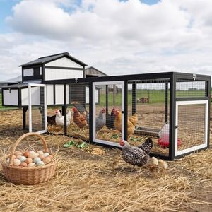 Ketive 116" Large Chicken Coop with Run, Wooden Hen House Outdoor Poultry Cage 28.41 ft² for 4–6 Chickens, 4 Nesting Boxes, 4 Perches, Easy-Clean Slide Out Tray, Expandable Backyard Coop