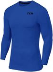 TCA Mens & Boys Pro Performance Compression Shirt Long Sleeve Top Compression Tops for Men Base Layers Men - Dazzling Blue, 12-14 Years