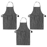 Kuber Industries Linning Printed Oil Stain Resistant Cooking Kitchen Apron for Men Women with 1 Front Pocket- Pack of 3 (Black & White)