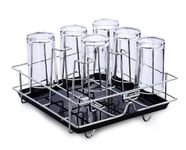 SmartSlide Stainless Steel Heavy Duty Glass Stand with Detachable Drain Tray Mug Holder Glass Organizer Glass Drying Rack Stand Cup Holder Glass Stand for Dining Table Glass Holder for Kitchen