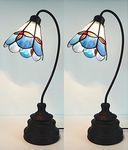 Pair of Traditional Vintage Tiffany Classic Style Stained Glass Desk Table Lamp Set of 2 (60)