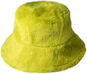 CHOK.LIDS Everyday Winter Fur Bucket Hat Unisex Trendy Soft Fluffy Warm Lightweight Fleece Fisherman Cap for Women Men (Neon Green)