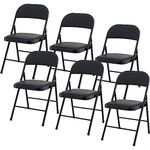 Charles Jacobs Cushioned PU Folding Chairs with a Black Metal Frame - Set of 6