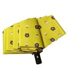 Rangchhelo Bear Print Auto Open/Close Kids Umbrella - Windproof Inverted Folding Travel Umbrella for Boys & Girls with UV Sun Protection & Carry Pouch Compact Lightweight (Yellow)