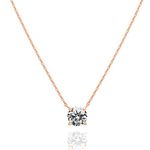 PAVOI 14K Gold VERMEIL Crystal Solitaire 1.5 Carat (7.3mm) CZ Dainty Choker Necklace | Rose Gold Necklaces for Women