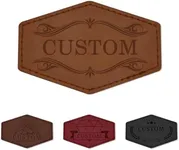JCYIF Custom Patches Personalized Leather Patches for Hats Leatherette Patches for Men Leather Labels with Laser Engraving Rhomboid