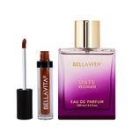 Bella Vita Luxury Just A Fling Duo|Date Women Perfume 100Ml + Kiss Proof Liquid Lipstick 4.5Ml|Shade Just Nude|Pink Pepper,Musk And Jasmine Gift Pack|Long Lasting|Ultra Matte Lipstick|Transfer-Proof