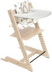 Stokke Tripp Trapp High Chair 2 (Natural), Cushion 2 (Mickey Celebration) + Stokke Tray (White) - Includes Chair + Baby Set with Removable Harness for Children 6-36 Months