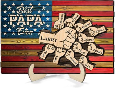 Personalized Best Papa Ever Wooden Sign, Gifts For Papa From Kids Wood Sign, Fist Bump Papa and Kids Flag Sign, Custom Kids Name, Birthday Gift, Father's Day Sign, Christmas Papa Decor gift/16