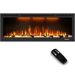 Dreamflame Electric Fireplace 50 inch, Recessed& Wall Mounted Fireplace Heater, Remote Linear in-Wall Fireplace Inserts, Multicolor Flame Options, Thermostat Chimenea, Thin Frame, 750/1500W, Black