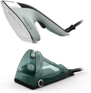 Rowenta, 2-in-1 Duo Force Iron and Steamer for Clothes, 1700W Steam Iron, Stainless Steel Soleplate, Ultra-lightweight, Detachable 13.5-oz Water Tank, 30s Heat-Up, Anti-Drip, Black & Green, JR4030