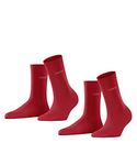 ESPRIT Women's Uni 2-Pack W SO Cotton Plain 2 Pairs Socks, Pink (Red Pepper 8074), 5.5-8