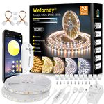 Wefomey 30M White LED Strip Light, Bright 24V LED Tape Light with Remote App Control, Warm White to Cool Soft 2700K-6500K Dimmable Strip Lights for Kitchen, Bedroom, Ceiling