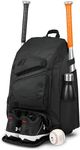 Tonesport Baseball Bag - Backpack for Baseball, Softball, Tball - Adults & Youth Bat Bag - Black