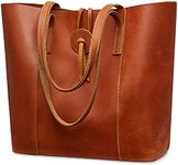 S-ZONE Vintage Genuine Leather Tote Bag for Women Large Shoulder Purse Handbag