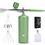 ConBlom Portable Airbrush Kit with Compressor, Handheld Air Brush Air Spray Paint Gun, Cordless Air brush Kit with Spray Gun, Nail Airbrush Kit for Painting and Nail Art (Green)